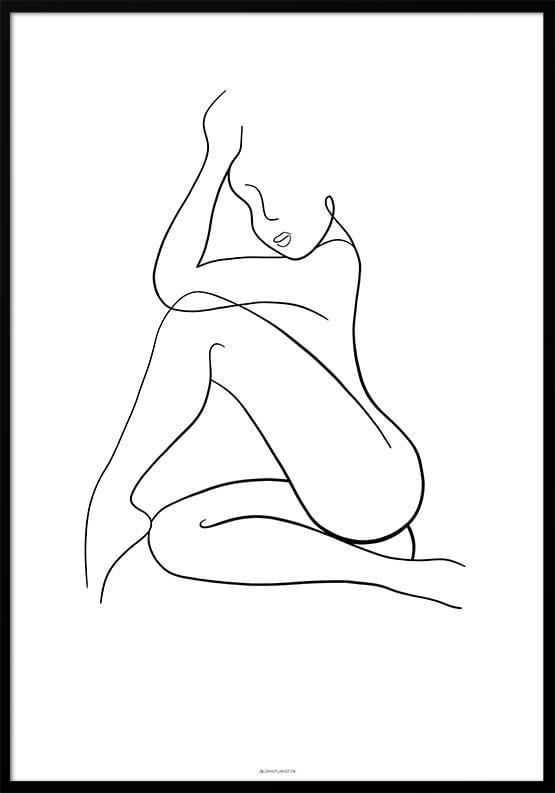 Line art kvinna plakat
