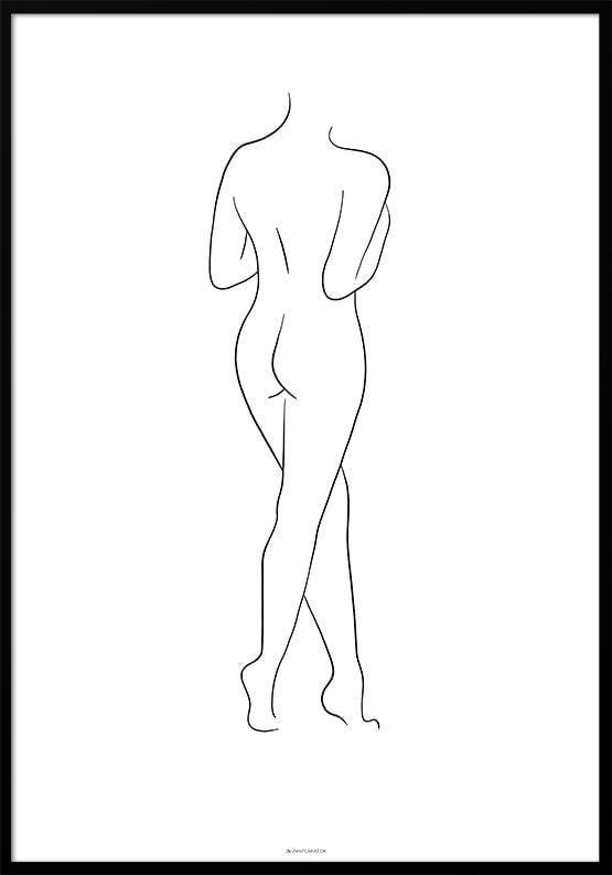 Line art kvinna stående plakat