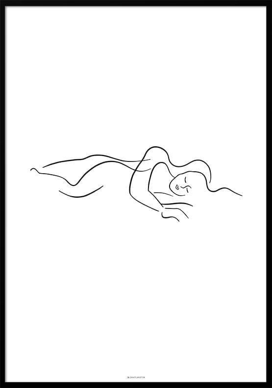 En linjeteckning - Par som sover plakat