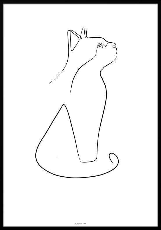 Linjeteckningar - Kattplakat