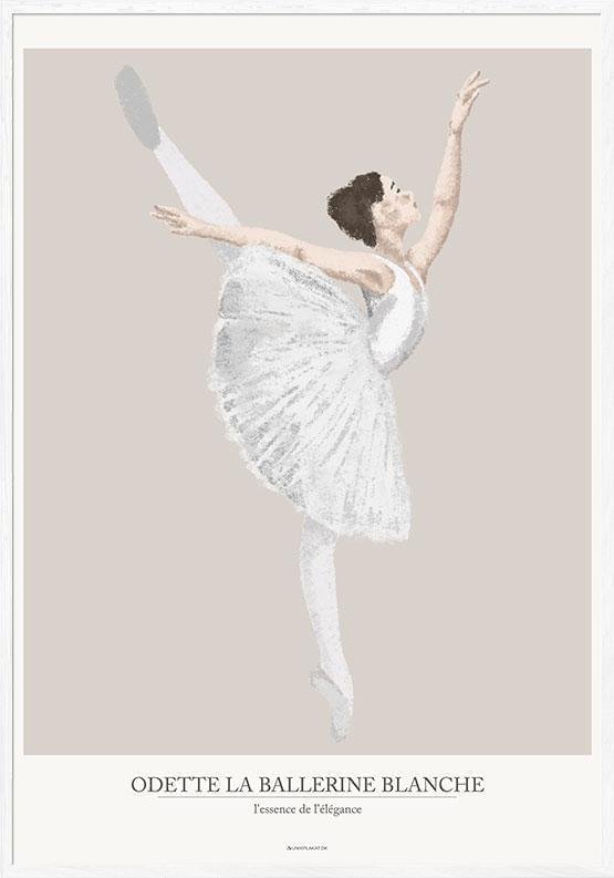 Poster med kolteckning av vit ballerina