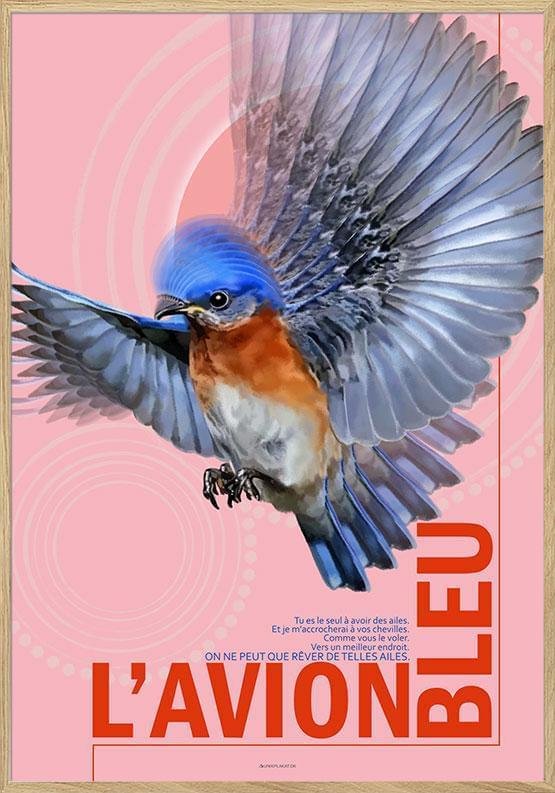 Konstposter - Blått flygplan