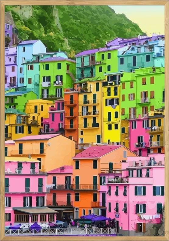 Färgade hus - Grafisk poster