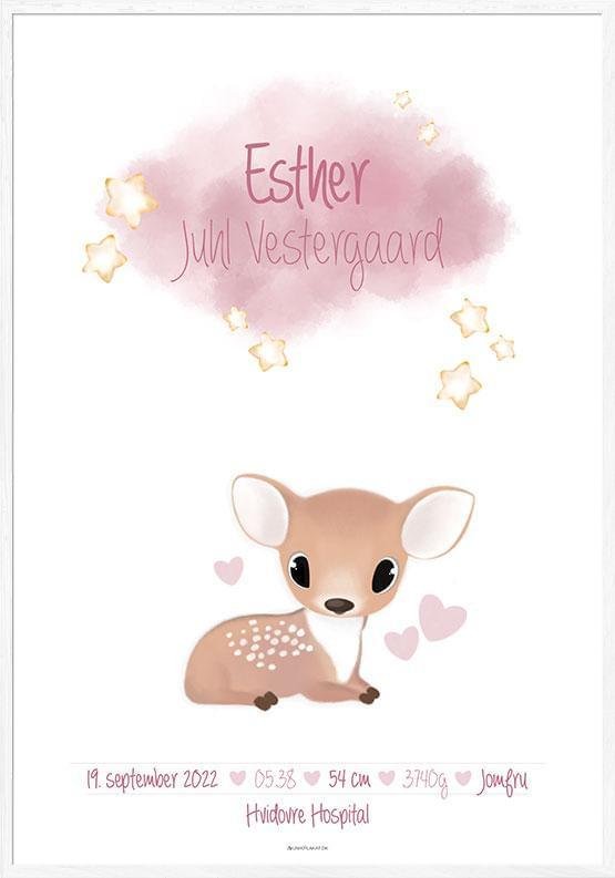 Födelseposter med rådjur för flicka