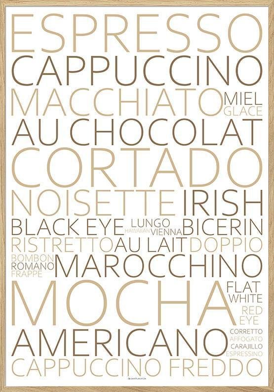 Kaffeposter med text