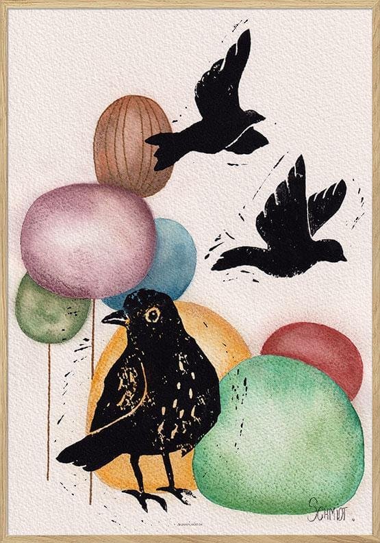 Poster med fåglar i skogen