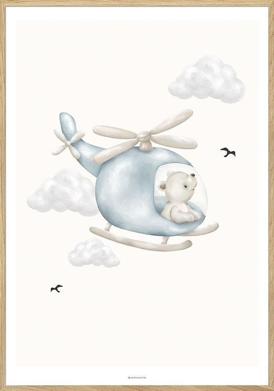 Barnposter med helikopter för pojke