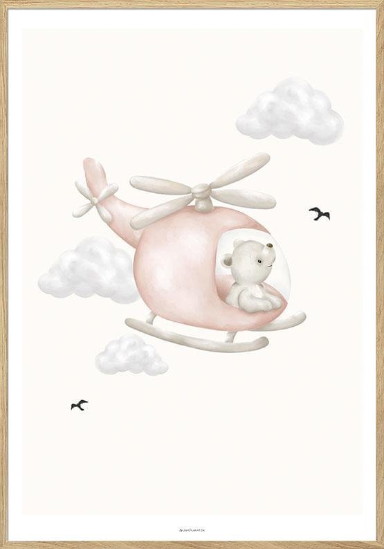 Barnposter med helikopter för flicka