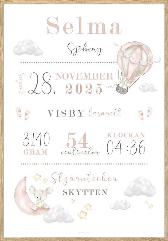 Födelsedagsaffisch med himmeltema för flicka