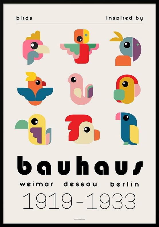 Bauhaus-affisch - Fåglar inspirerade av Bauhaus