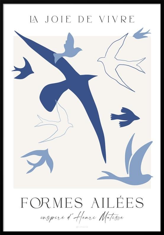 Matisse-affisch med fåglar