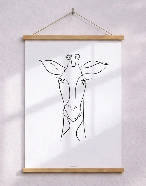 Linjeteckning - Poster med giraff