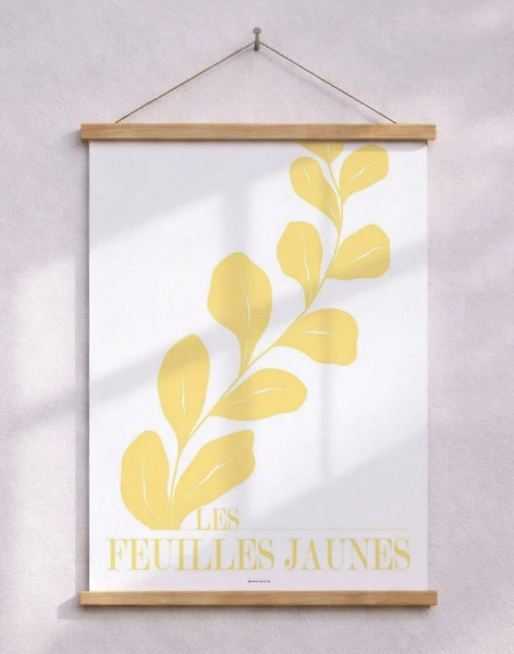 Les feuilles jaunes - Gul grafisk konstaffisch