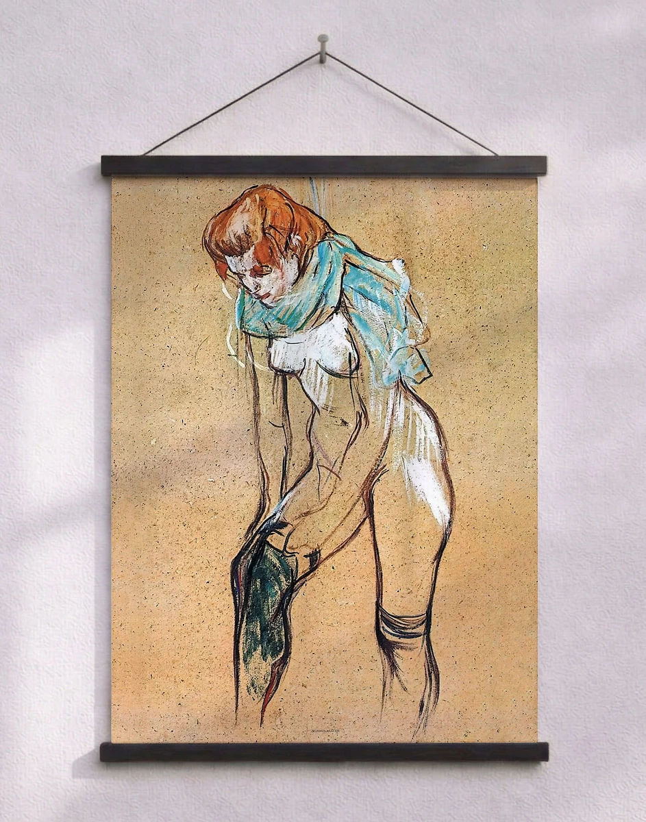 Henri de Toulouse-Lautrec - Kvinna som drar på sig sin strumpa
