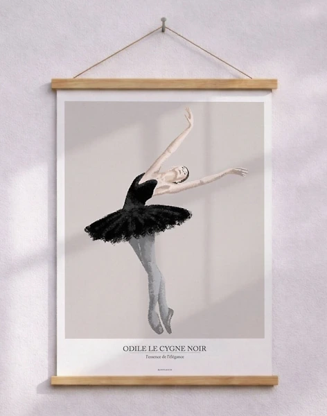 Poster med kolteckning - Den svarta svanen