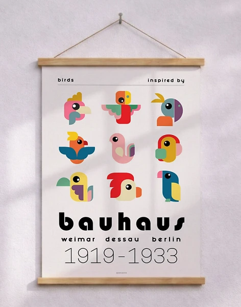 Bauhaus affisch - Birds inspired by Bauhaus