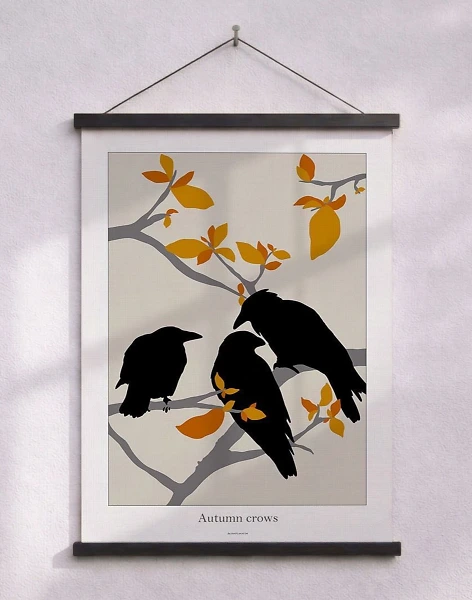Grafisk poster med kråkor