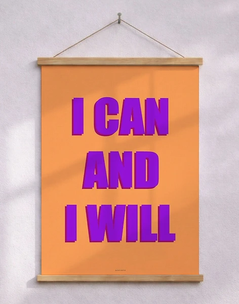 Färgglad textaffisch - I can and I will
