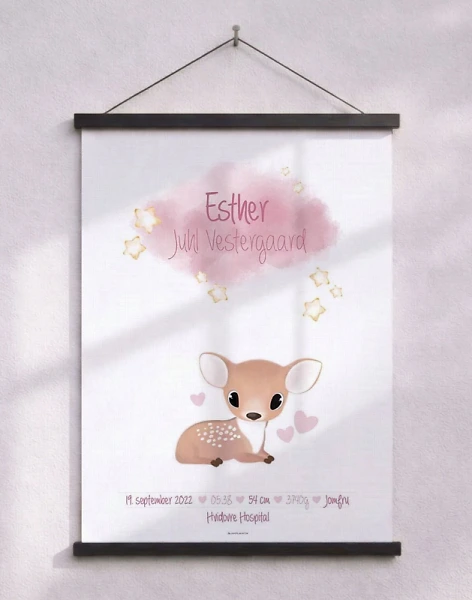 Födelseposter med rådjur för flicka