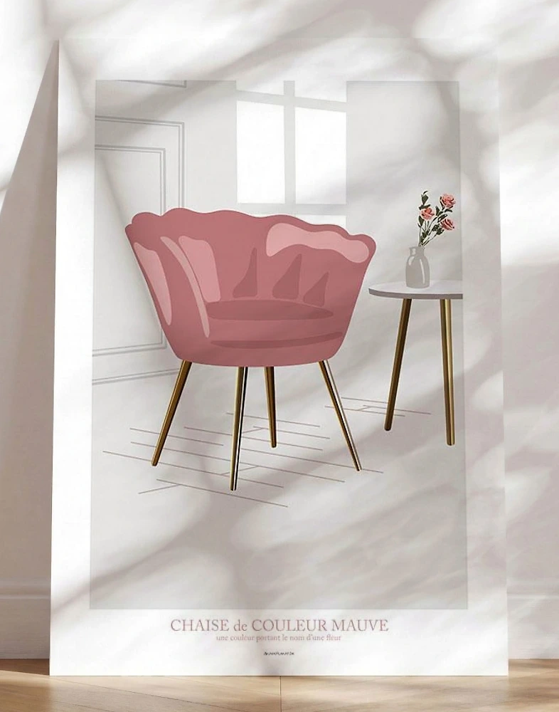 Poster av designat vardagsrum med stol