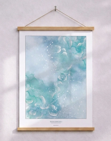Silver lining no. 1 - konstposter med grafisk silvereffekt