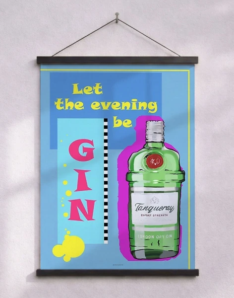 Rolig ginposter i ljusa färger