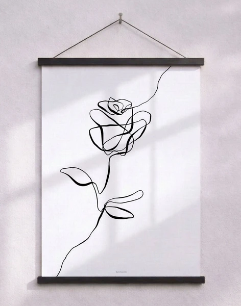 Rose - line art affisch