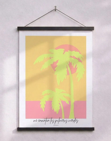 Konstposter - Två limegröna palmer