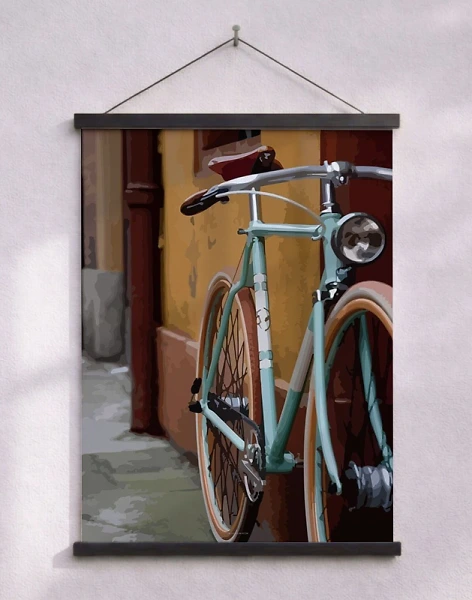 Grafisk poster - Turkos cykel