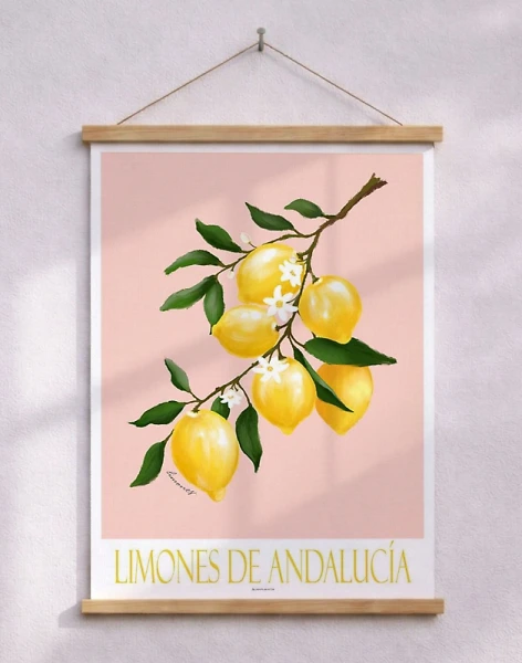 Konstposter med citronkvist - Limones de Andalucia