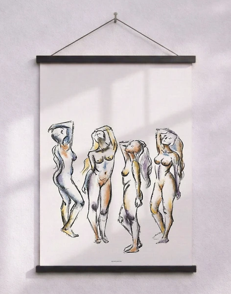 Skissposter - konstaffisch med fyra skisser av kvinnor