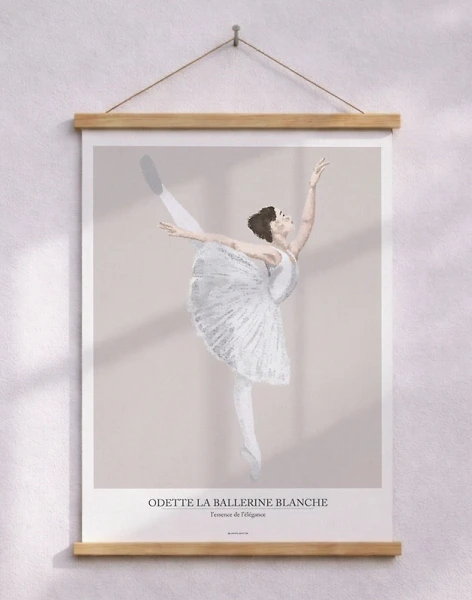 Poster med kolteckning - Den vita ballerinan