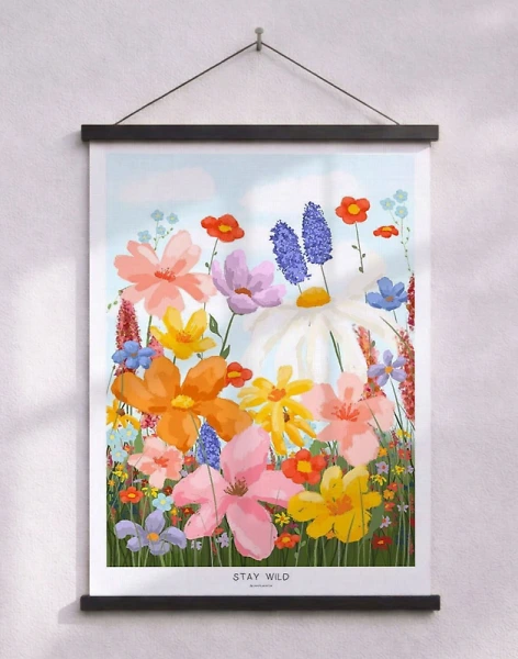 Affisch med vilda blommor - Stay Wild