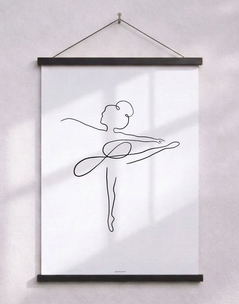 One line drawing - Ballerina-affisch