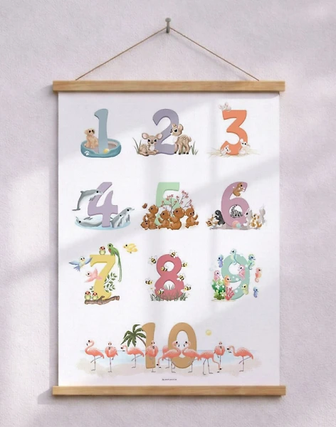 Räkneposter för pojkar - lär dig räkna till 10 med djur