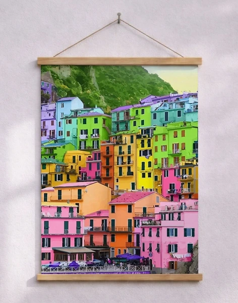 Grafisk poster - färgade hus