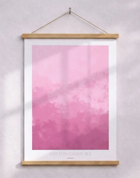 Cotton Candy Sky - Vacker rosa och lätt "molnig" poster