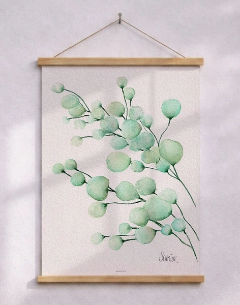 Gröna blad – Akvarellkonstposter