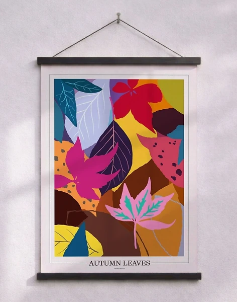 Grafisk poster med färgade höstlöv