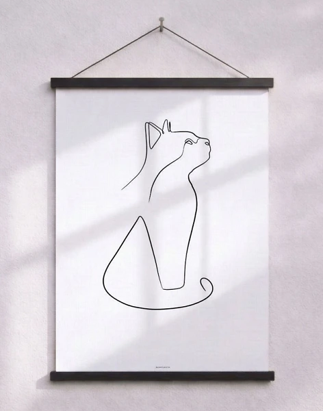 One line drawing - Poster med katt