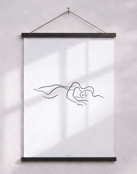 One line drawing - Couple sleeping poster