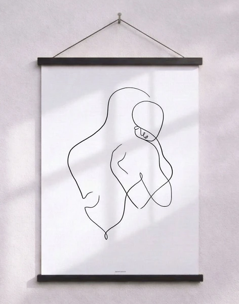 One line drawing - Hug no. 2 poster