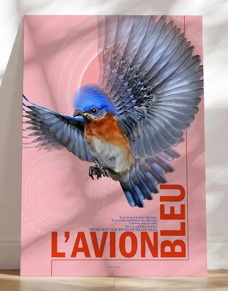 Konstposter - Blått flygplan