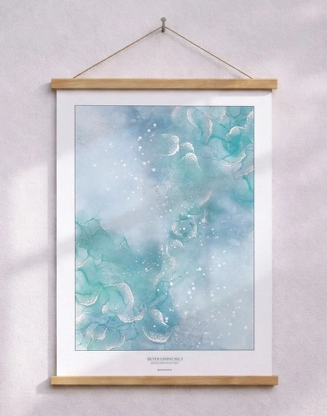 Silver lining no. 1 - konstposter med grafisk silvereffekt