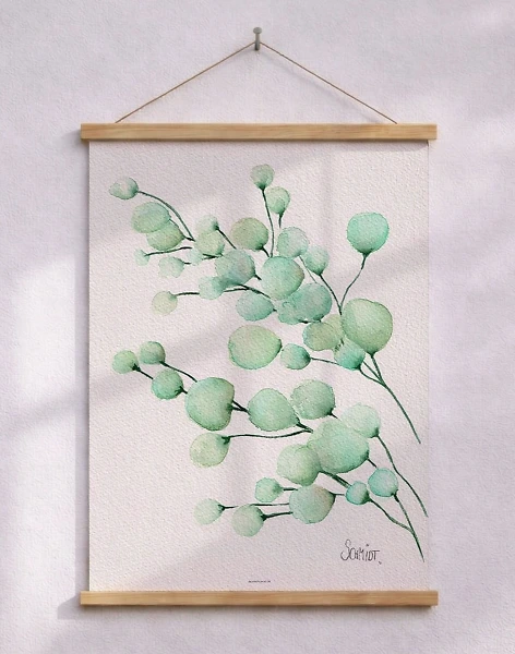 Gröna blad – Akvarellkonstposter