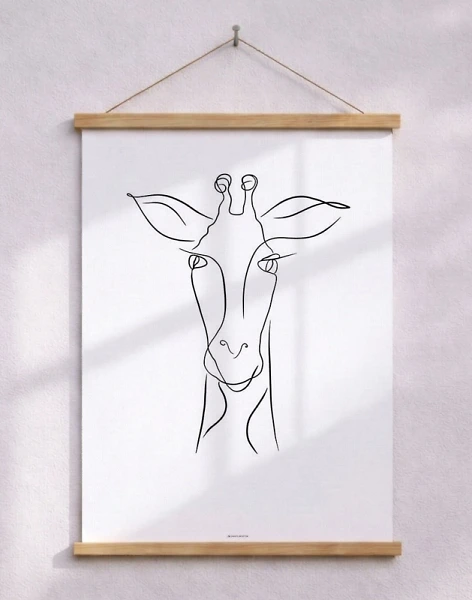 Linjeteckning - Poster med giraff