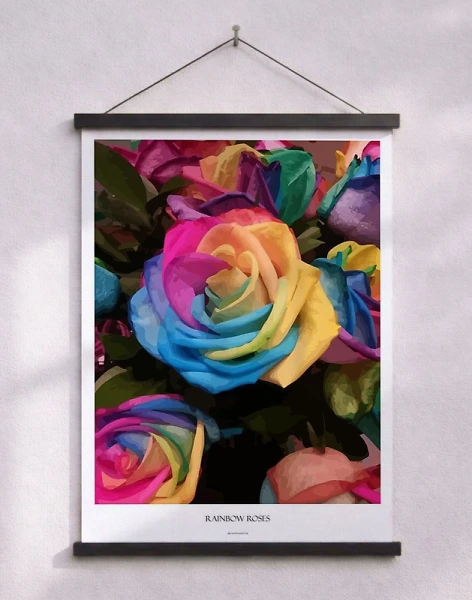 Grafisk affisch - Regnbågsrosor
