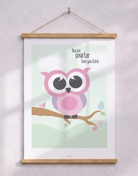 Barnposter - Ugglaposter i ljusa färger