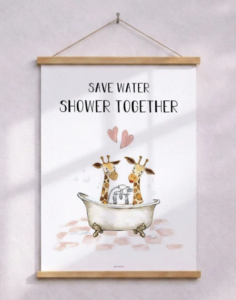 Söt affisch för badrummet - Shower together