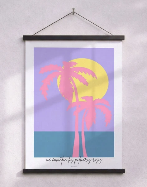 Konstposter - Två rosa palmer